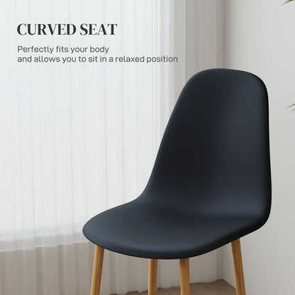 HOMCOM Dining Chairs Set of 4 w/ Curved Back, Steel Legs