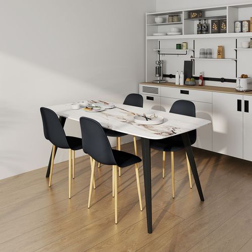 HOMCOM Dining Chairs Set of 4 w/ Curved Back, Steel Legs