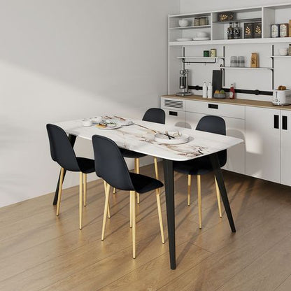 HOMCOM Dining Chairs Set of 4 w/ Curved Back, Steel Legs