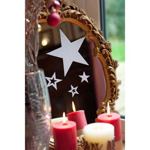 White or Red Star Window Cling Decoration - Reusable