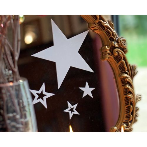 White or Red Star Window Cling Decoration - Reusable