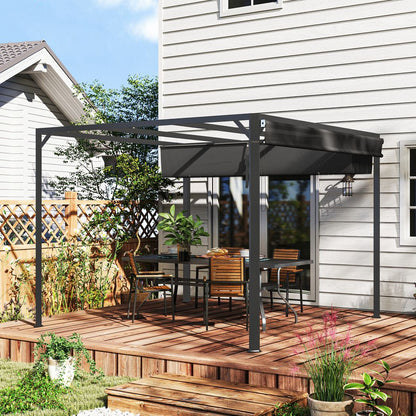 Outsunny 3 x 3(m) Pergola with Retractable Roof & Roller Shade