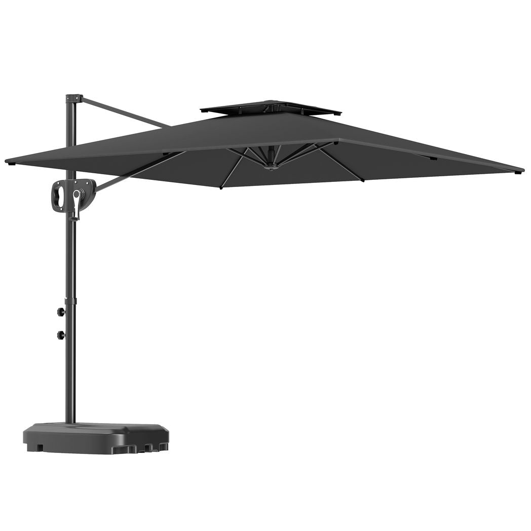 Outsunny Garden Cantilever Parasol w/ Weighted Base Tilt Crank