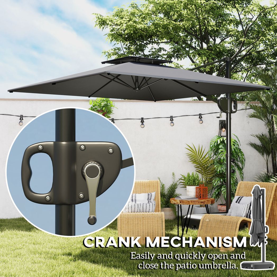 Outsunny Garden Cantilever Parasol w/ Weighted Base Tilt Crank