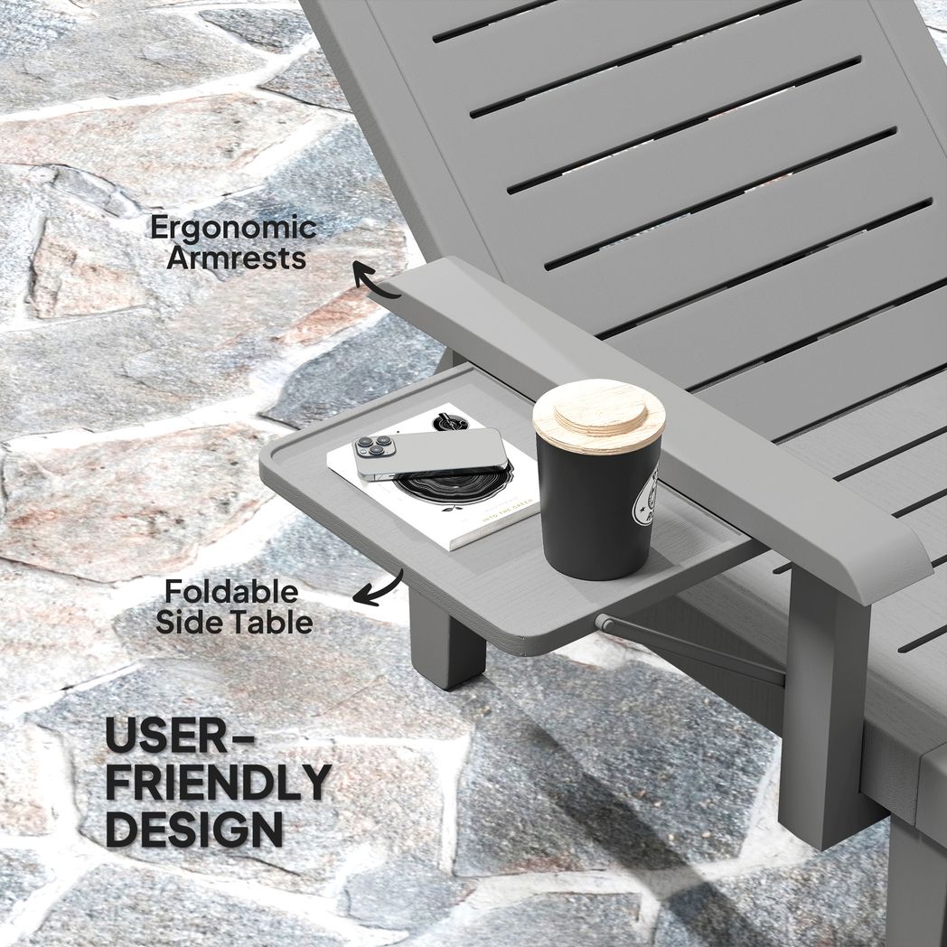 Outsunny Set of 2 Resin Reclining Sun Loungers for Garden