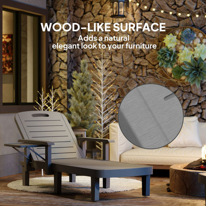 Outsunny Set of 2 Resin Reclining Sun Loungers for Garden