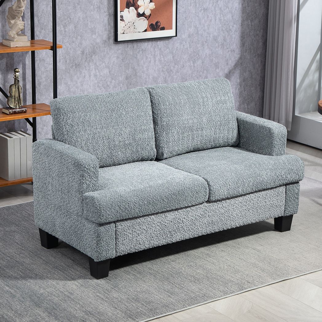 HOMCOM 138 cm Chenille Fabric Loveseat Sofa with S-springs