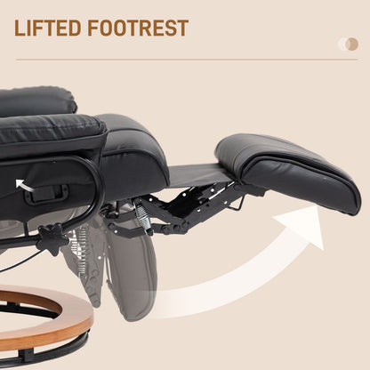 HOMCOM PU Leather Reclining Armchair with Footrest for Living Room