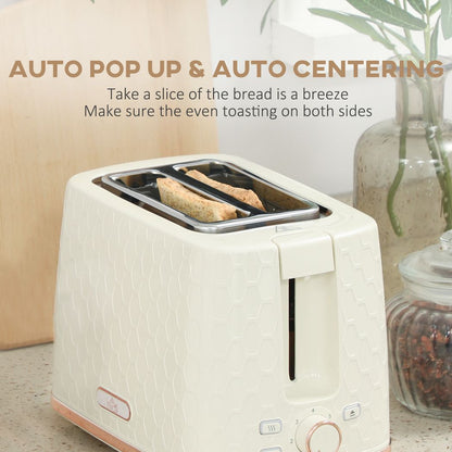 HOMCOM Kettle and Toaster Set 1.7L Fast Boil Kettle & 2 Slice Toaster Set