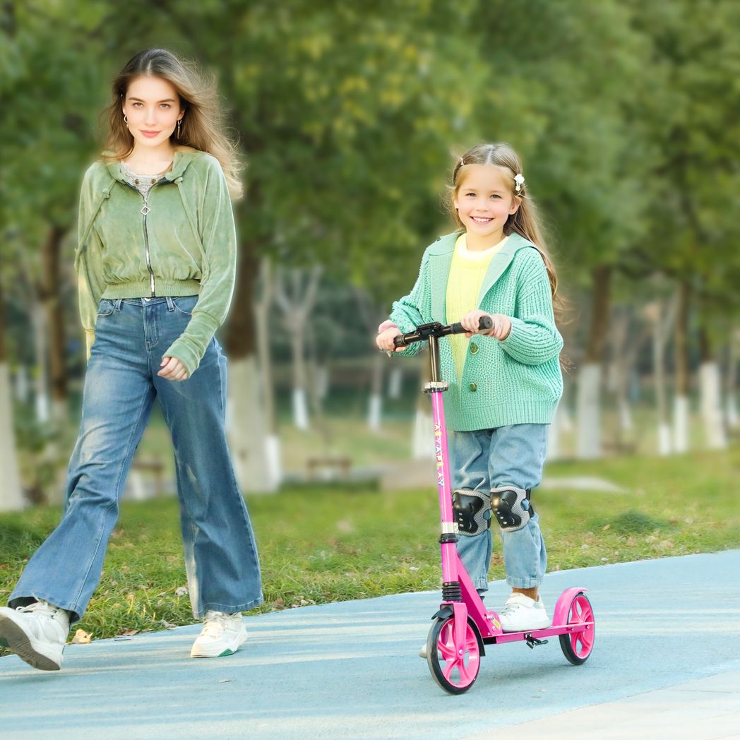 AIYAPLAY Kids Scooter, Foldable Kick Scooter w/ Adjustable Handlebar