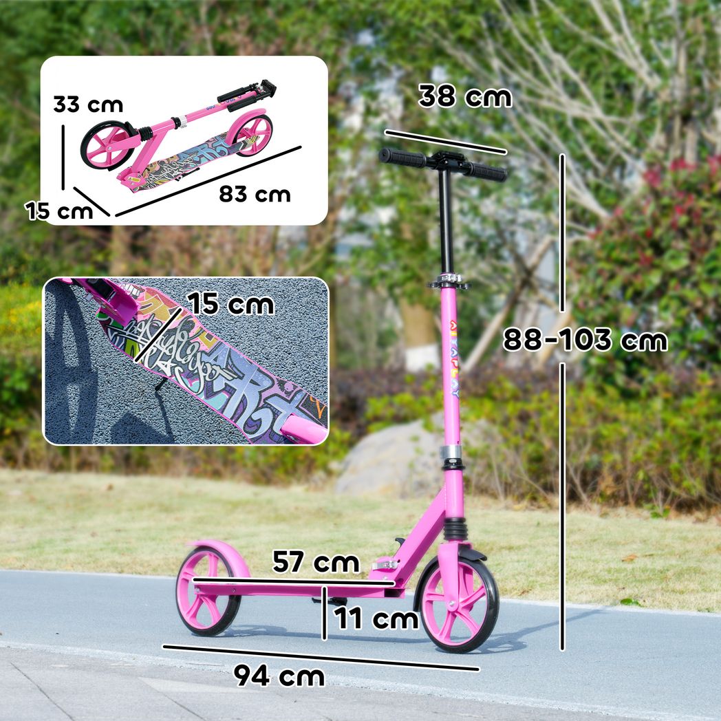 AIYAPLAY Kids Scooter, Foldable Kick Scooter w/ Adjustable Handlebar