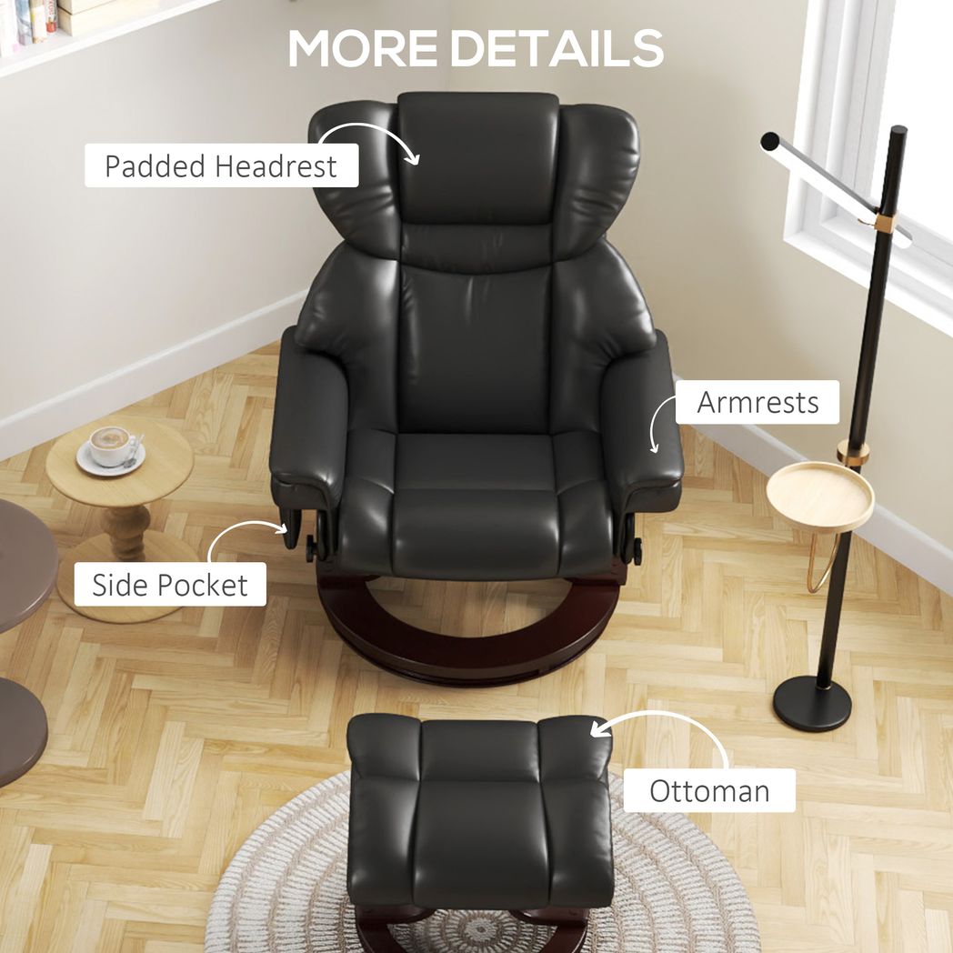 HOMCOM Massage Recliner Chair with Footstool and Adjustable Backrest