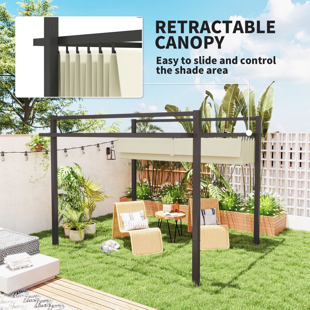 Outsunny 3 x 3(m) Pergola with Retractable Roof and Aluminium Frame