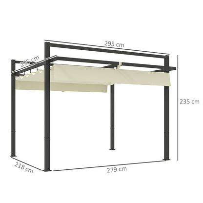 Outsunny 3 x 3(m) Pergola with Retractable Roof and Aluminium Frame