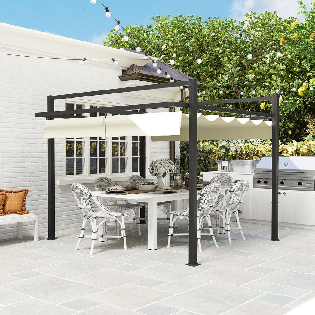 Outsunny 3 x 3(m) Pergola with Retractable Roof and Aluminium Frame