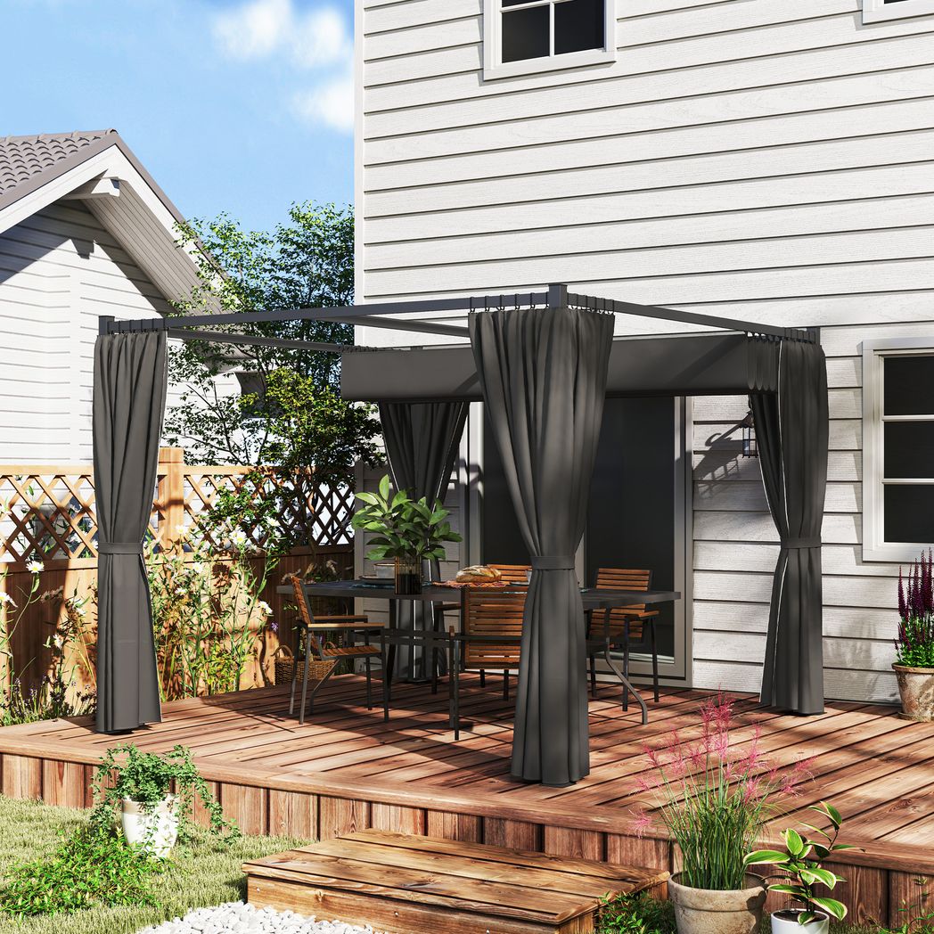 Outsunny 3 x 3(m) Pergola with Retractable Roof and Curtains