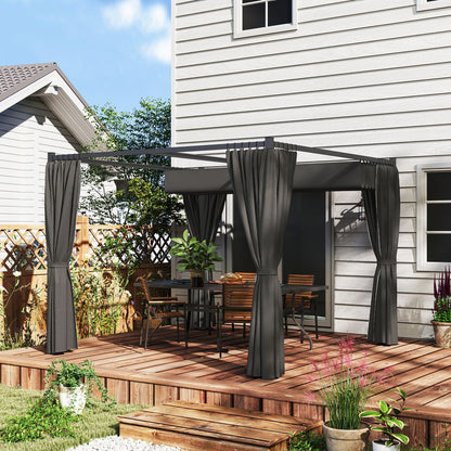 Outsunny 3 x 3(m) Pergola with Retractable Roof and Curtains