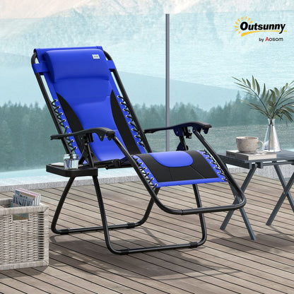 Outsunny Zero Gravity Lounger Folding Recliner Chair w/ Cup Holder
