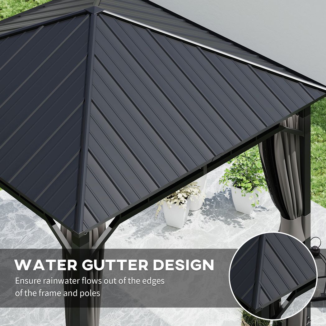 Outsunny 3 x 3(m) Hardtop Gazebo with Galvanised Steel Roof and Sides