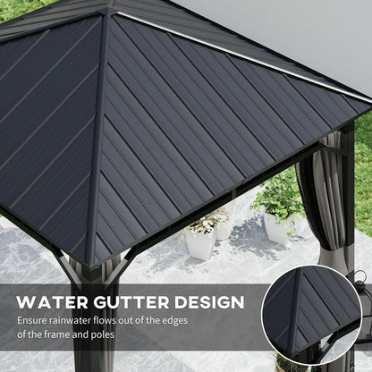 Outsunny 3 x 3(m) Hardtop Gazebo with Galvanised Steel Roof and Sides