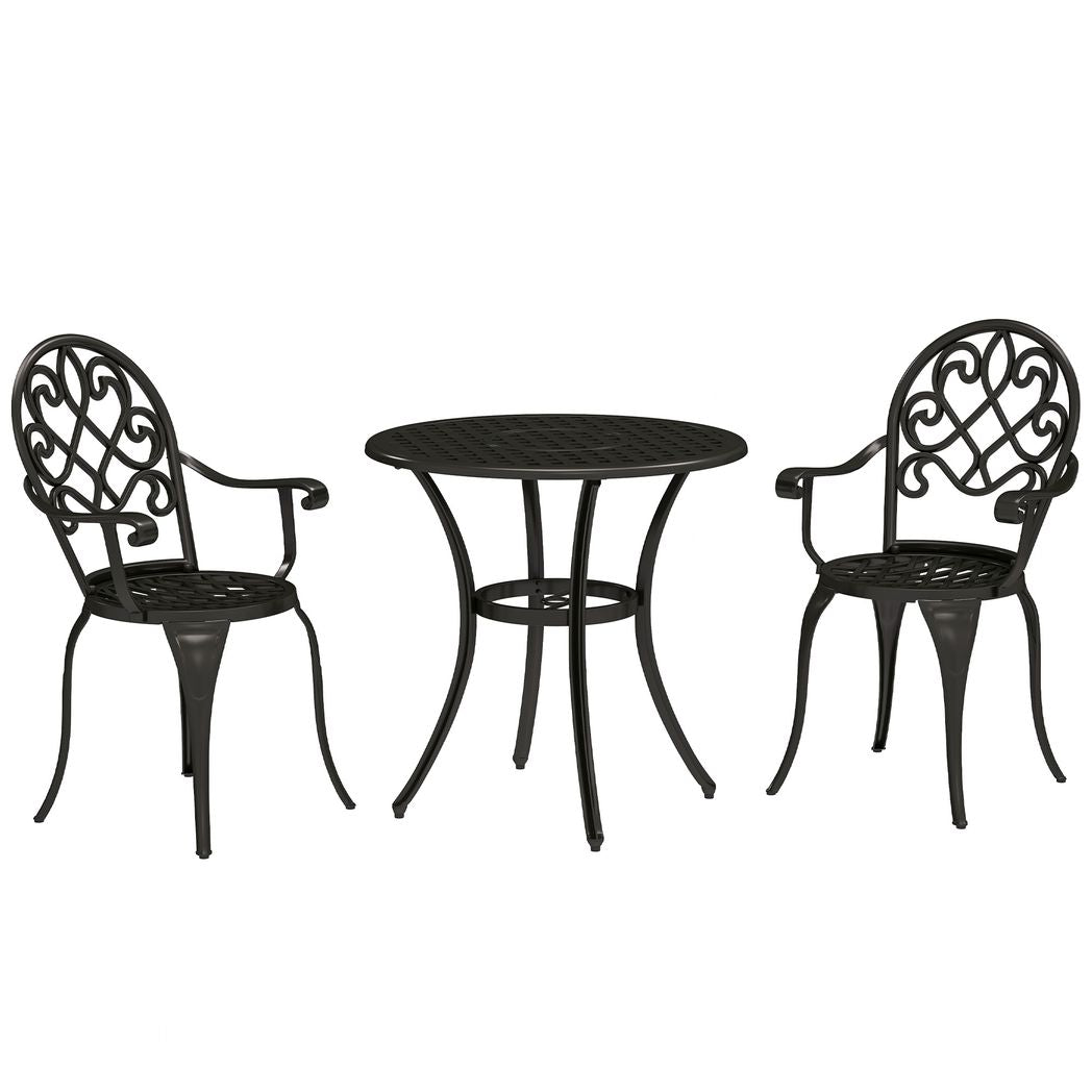 Outsunny 3PCs Bistro Set,  Aluminium Garden Table and Chairs
