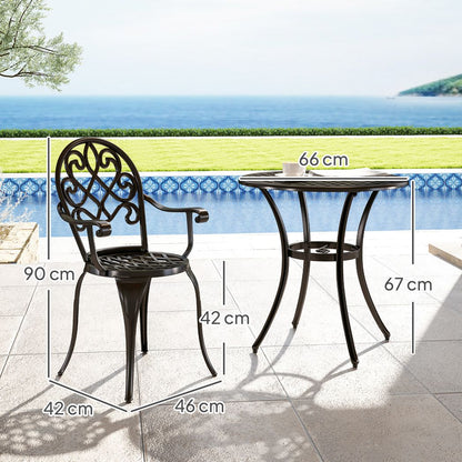 Outsunny 3PCs Bistro Set,  Aluminium Garden Table and Chairs
