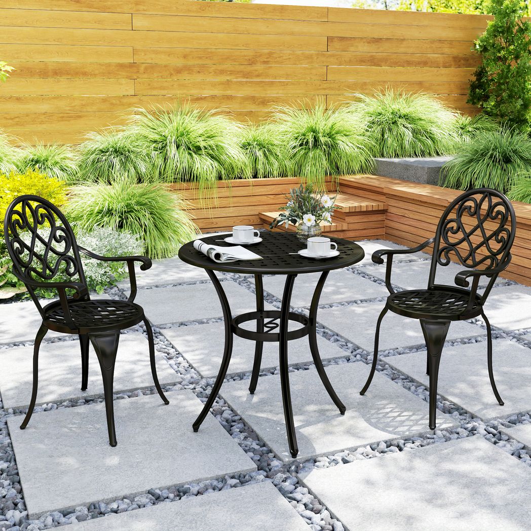 Outsunny 3PCs Bistro Set,  Aluminium Garden Table and Chairs