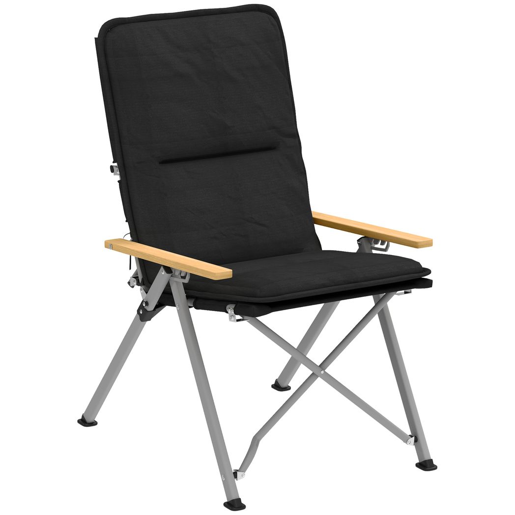 Outsunny Padded Camp Chair Outdoor High Back Folding Recliner with Bag