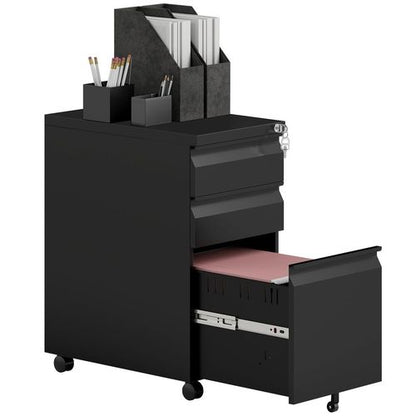 Vinsetto Steel File Cabinet with Lock and Wheels for Home Office