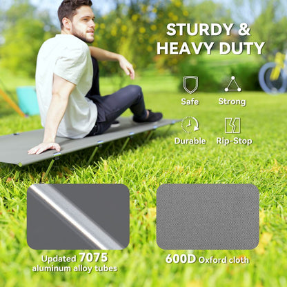 Outsunny Lightweight Camping Cot Portable Compact Sleeping Bed w/ Carry Bag