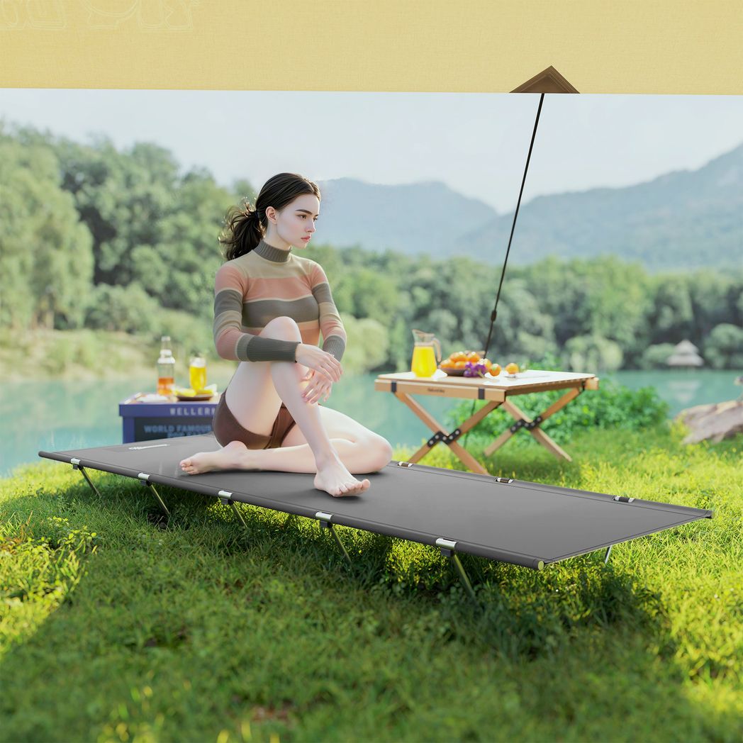 Outsunny Lightweight Camping Cot Portable Compact Sleeping Bed w/ Carry Bag