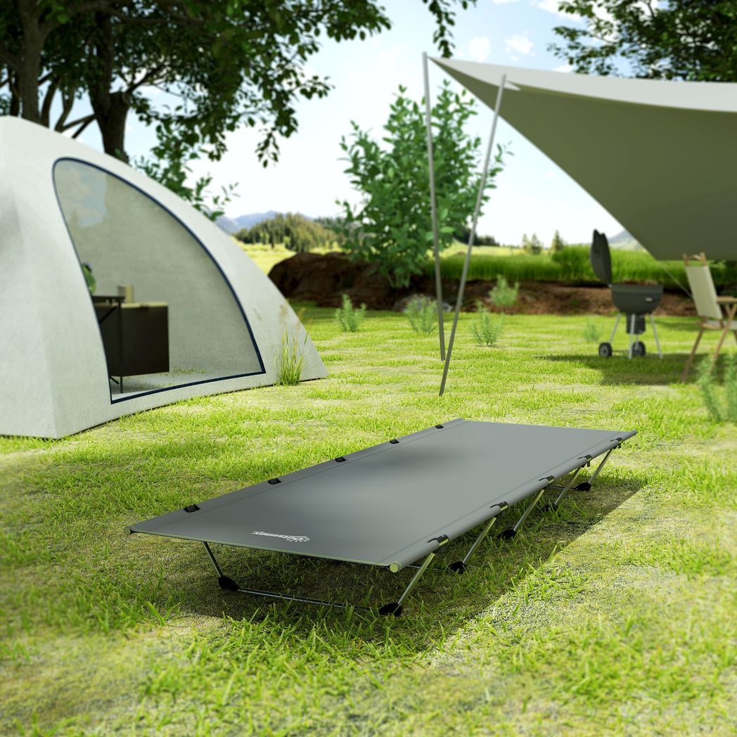Outsunny Lightweight Camping Cot Portable Compact Sleeping Bed w/ Carry Bag