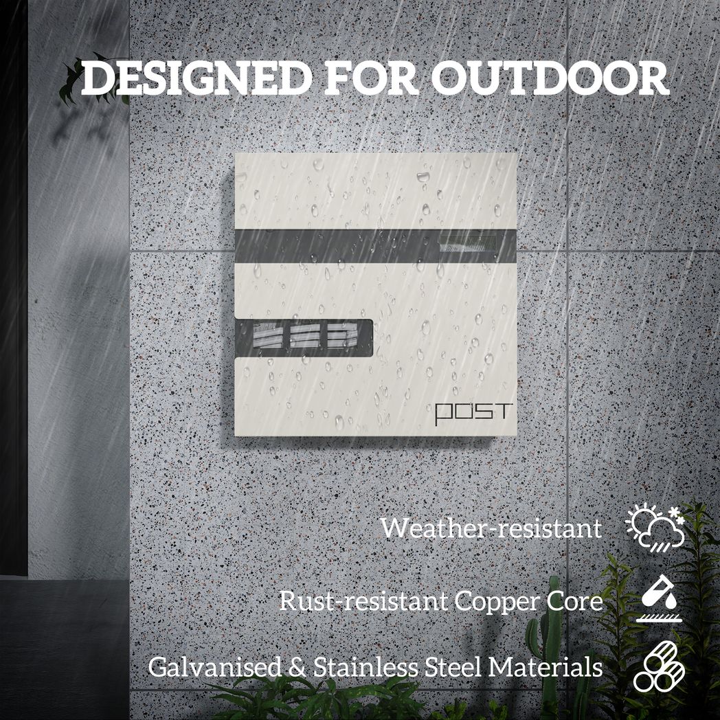 HOMCOM Wall Mounted Post Box, Weatherproof Letterbox with Lock