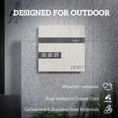 HOMCOM Wall Mounted Post Box, Weatherproof Letterbox with Lock