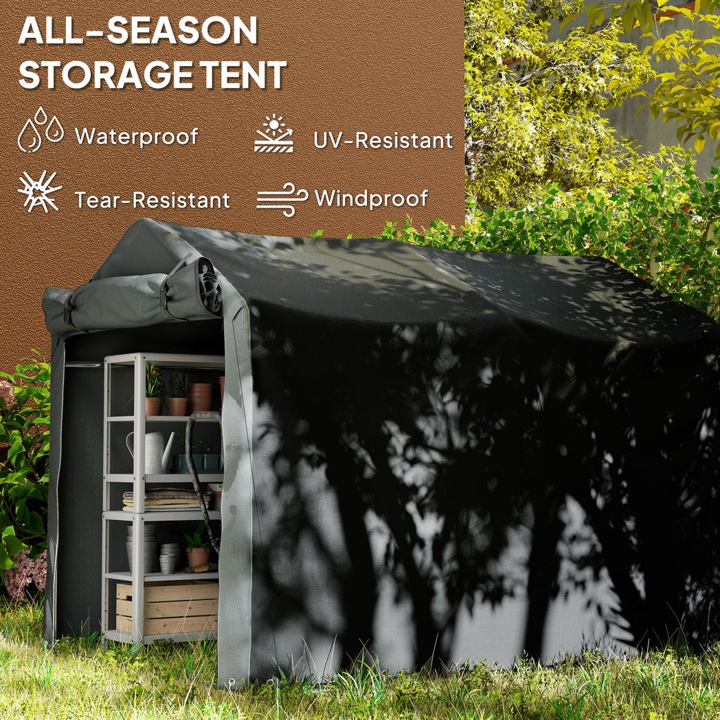 Outsunny Garden Tool Storage Shed with Roll-up Zipper Door