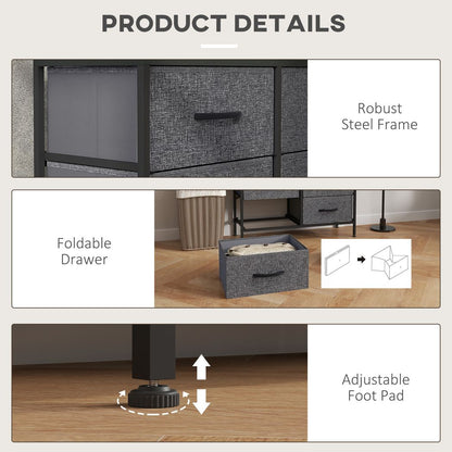 HOMCOM 8 Drawer Fabric Chest of Drawers w/ Wooden Top for Hallway