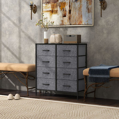 HOMCOM 8 Drawer Fabric Chest of Drawers w/ Wooden Top for Hallway