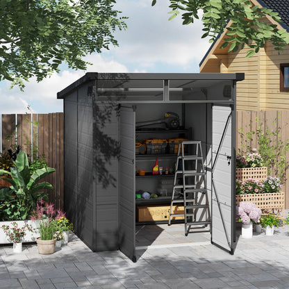 Outsunny 6 x 6ft Plastic Garden Shed with Windows and Air Vents