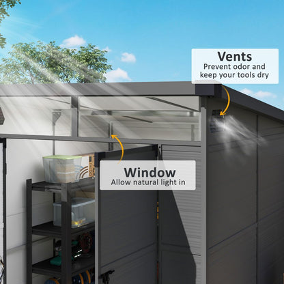 Outsunny 6 x 6ft Plastic Garden Shed with Windows and Air Vents