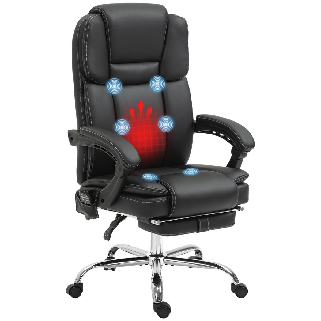 Vinsetto Massage Office Chair, PU Leather High Back Recliner
