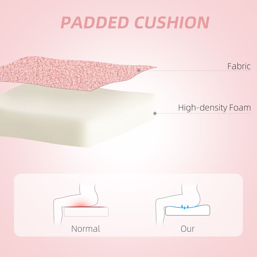 HOMCOM Armless Heart Desk Chair, Makeup Vanity Chair for Home