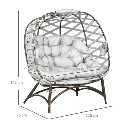 Outsunny 2 Seater Egg Chair Outdoor with Cushion, Cup Pockets