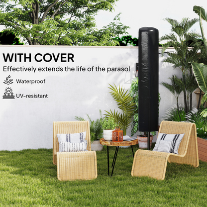 Outsunny 3(m) Cantilever Garden Parasol Umbrella W/ Solar LED