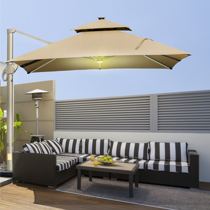 Outsunny 3 x 3(m) Cantilever Umbrella Power Bank Solar Cold