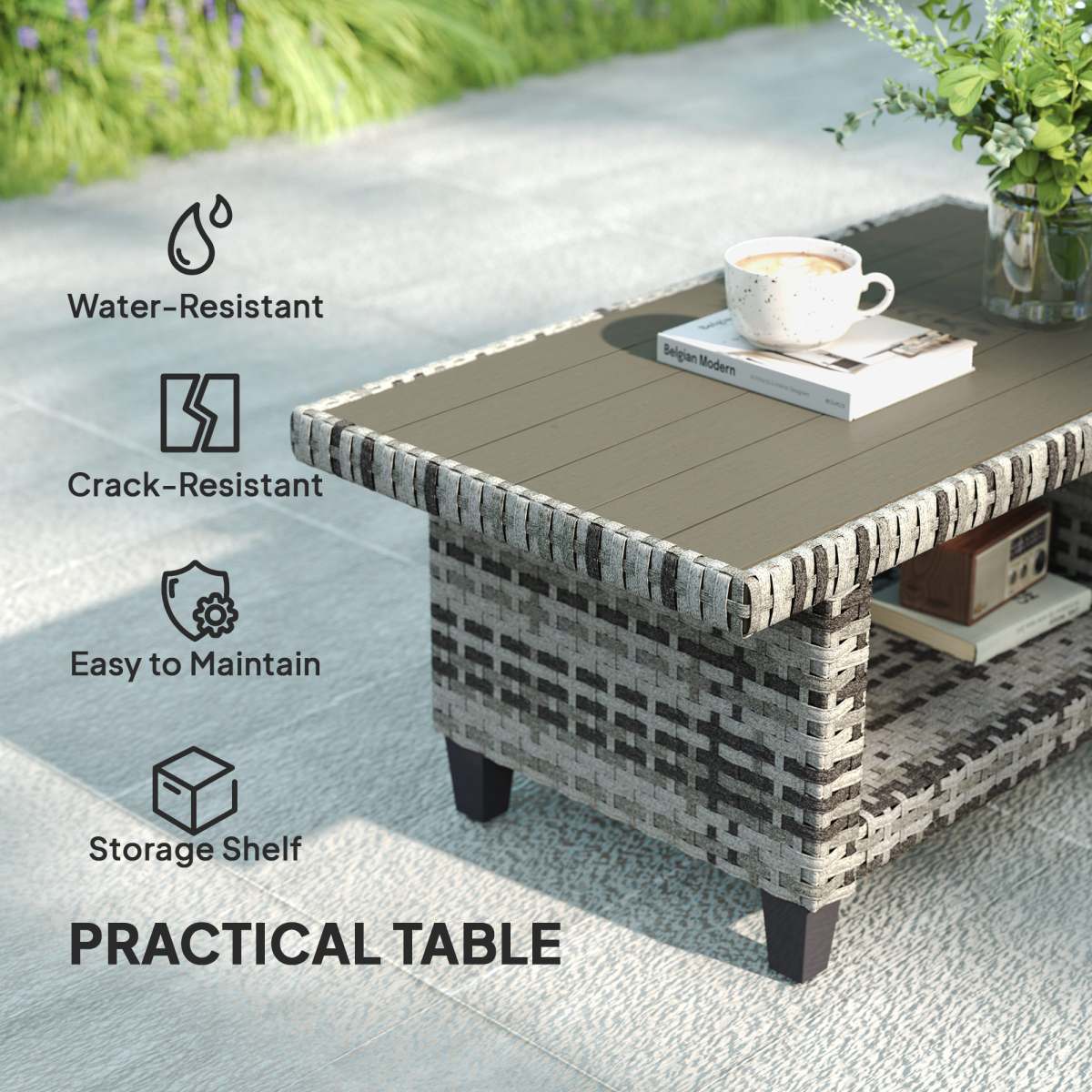 Outsunny 5 Seater Wicker Outdoor Furniture Set for Balcony