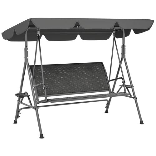 Outsunny 3 Seater Garden Swing Seat Bench w/ Adjustable Canopy