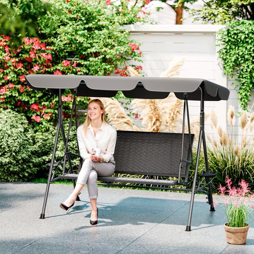 Outsunny 3 Seater Garden Swing Seat Bench w/ Adjustable Canopy