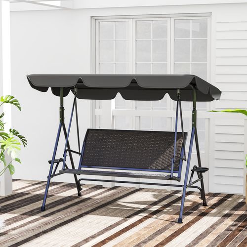 Outsunny 3 Seater Garden Swing Seat Bench w/ Adjustable Canopy