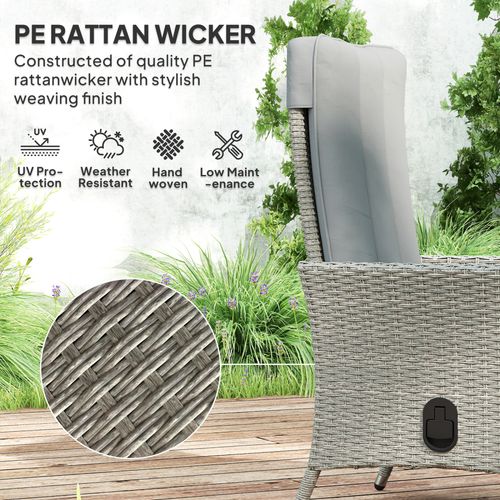 Outsunny Rattan Garden Recliner Chair with Adjustable Backrest