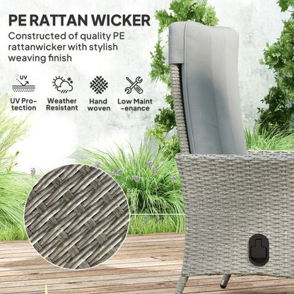 Outsunny Rattan Garden Recliner Chair with Adjustable Backrest